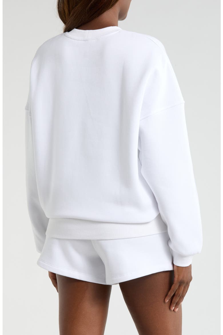 LuxeFleece Boyfriend Sweatshirt, Alternate, color, BRILLIANT WHITE