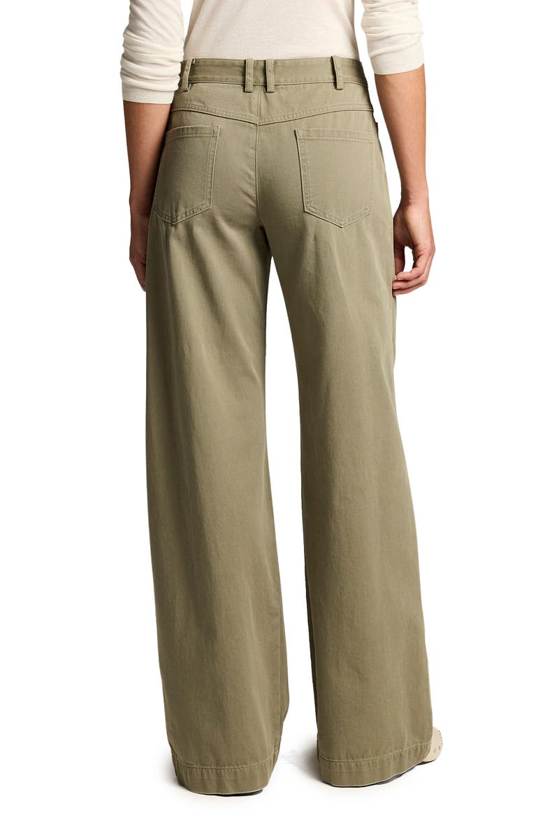 Washed Cotton Mid Rise Wide Leg Pants, Alternate, color, SAGEWOOD