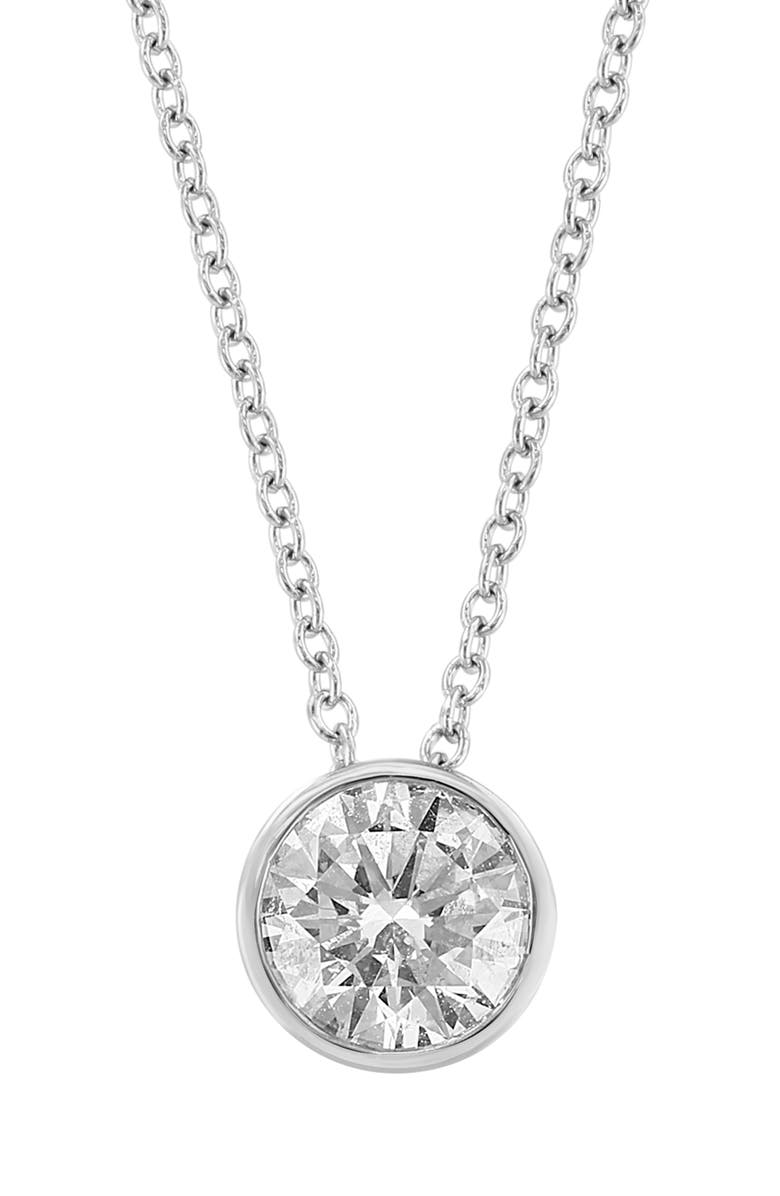 EFFY 14K White Gold Round Lab Created Diamond Pendant Necklace - 0.98ct., Alternate, color, 
