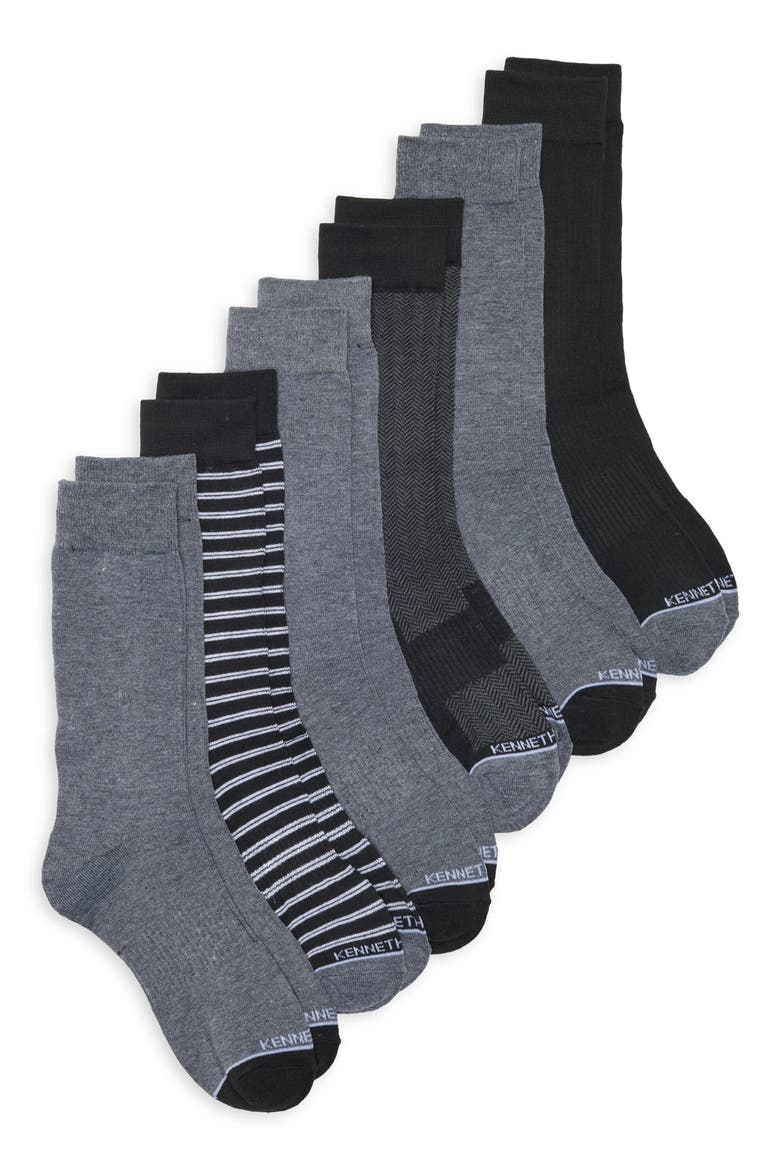 6-Pack Crew Socks, Main, color, BLACK/ CHARCOAL