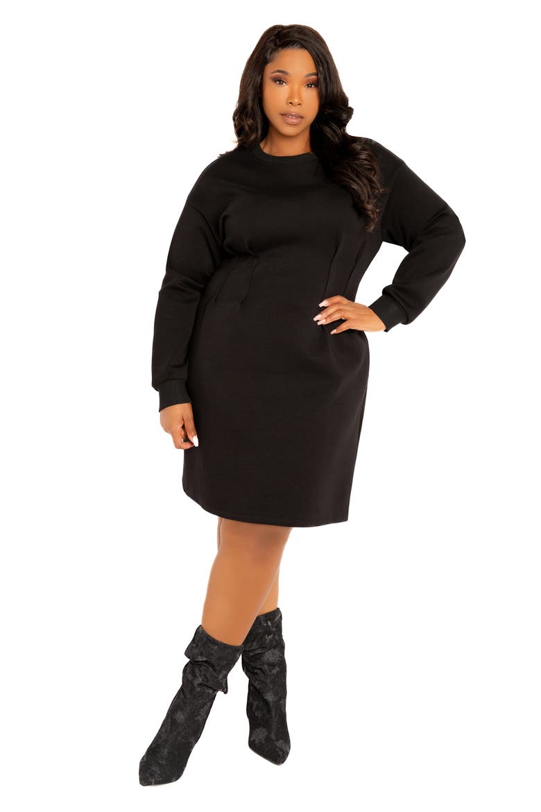 Long Sleeve Jersey Sweatshirt Dress, Alternate, color, BLACK