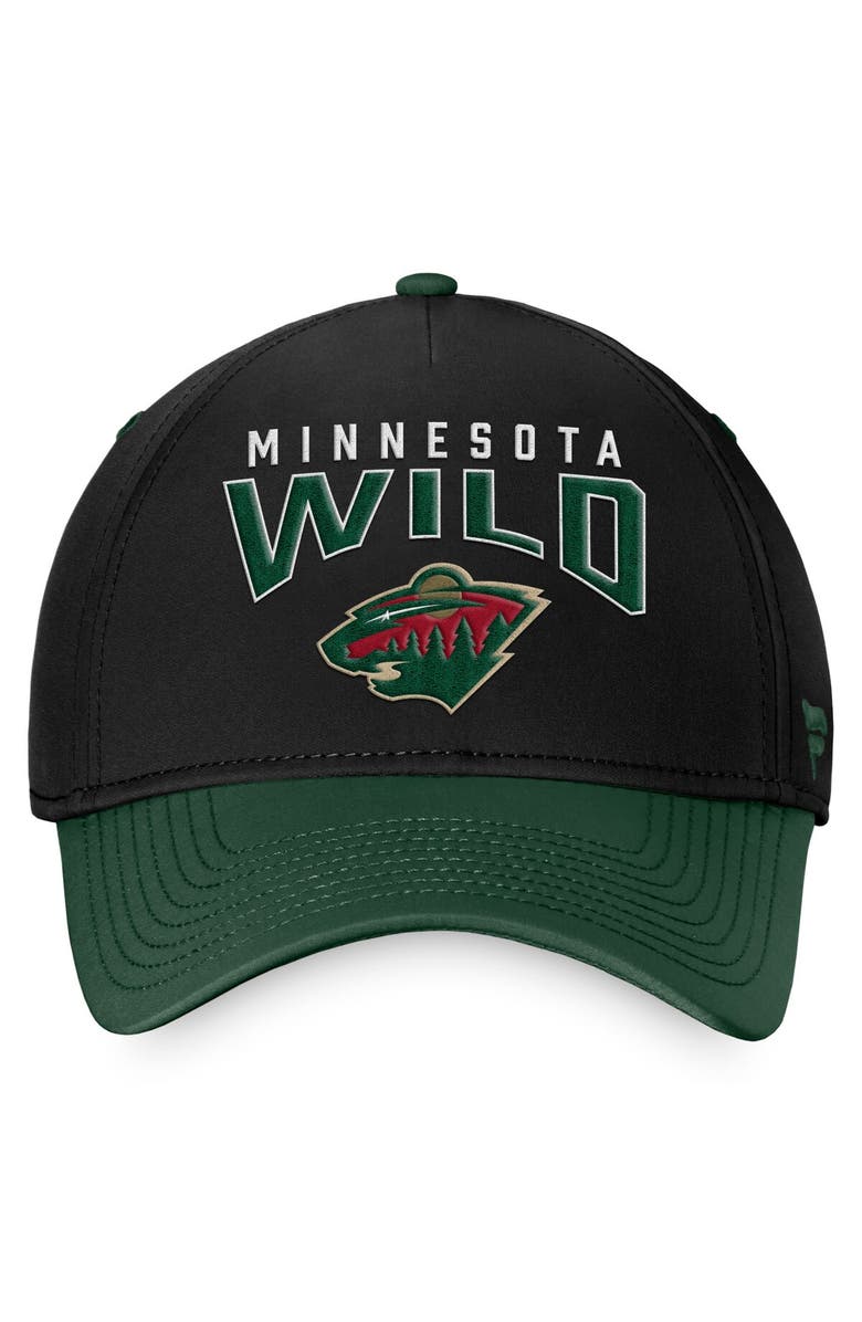 FANATICS Men's Fanatics Branded Black/Green Minnesota Wild Fundamental 2-Tone Flex Hat, Alternate, color,