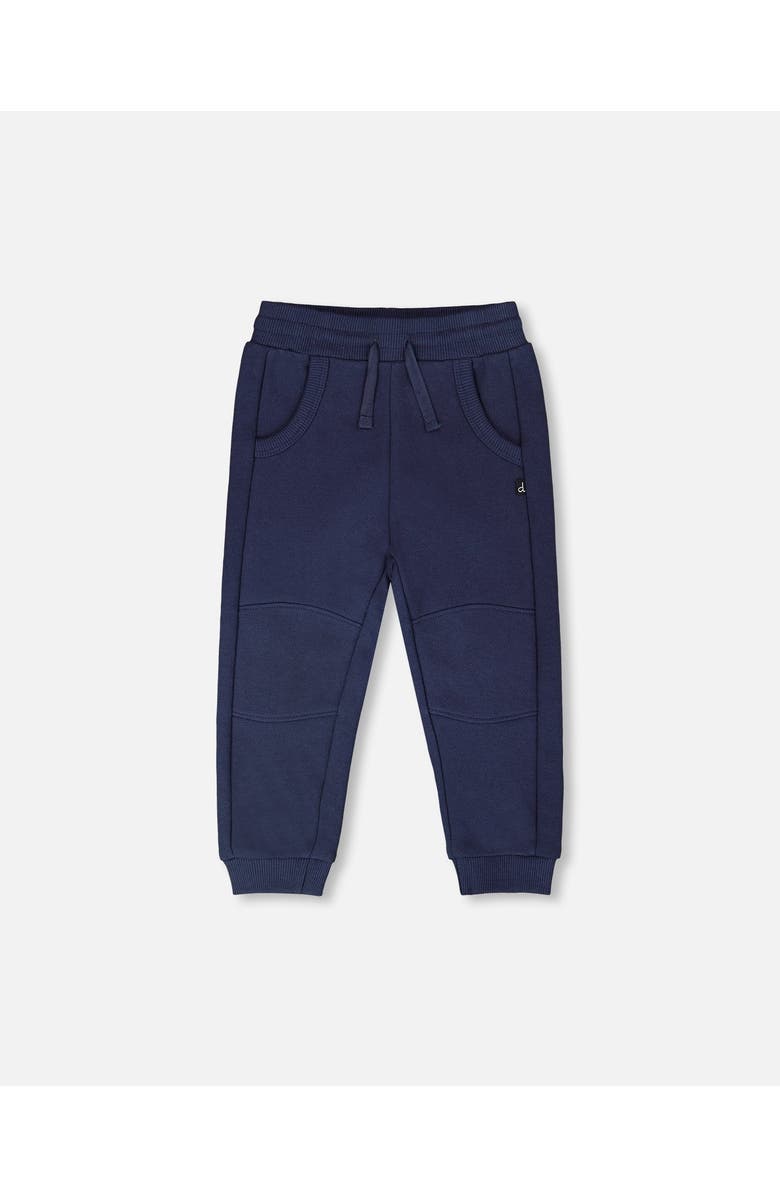 Deux par Deux Ribbed Waistband French Terry Pants, Main, color, Blue