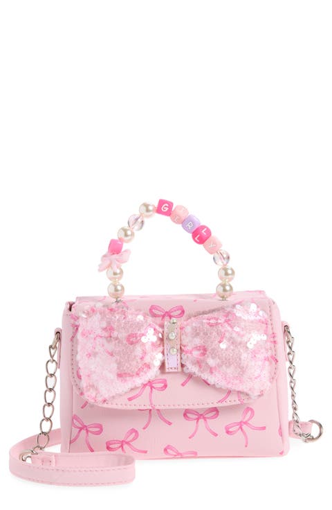 Beaded Top Handle Bow Satchel