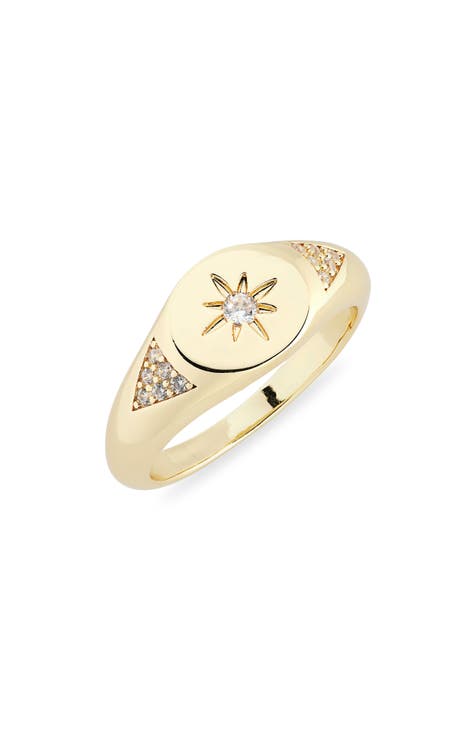 Cubic Zirconia Burst Signet Ring