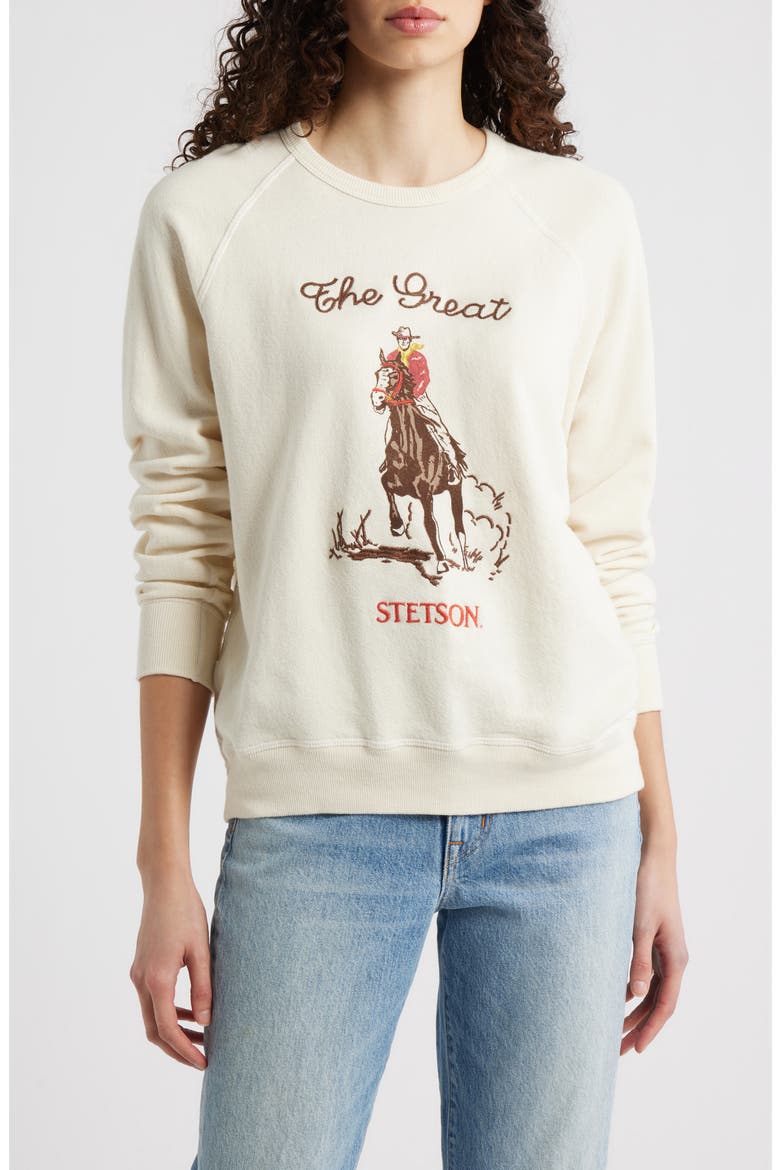 & Stetson The College Sweatshirt Stetson Graphic Sweatshirt, Main, color, WASHED WHITE