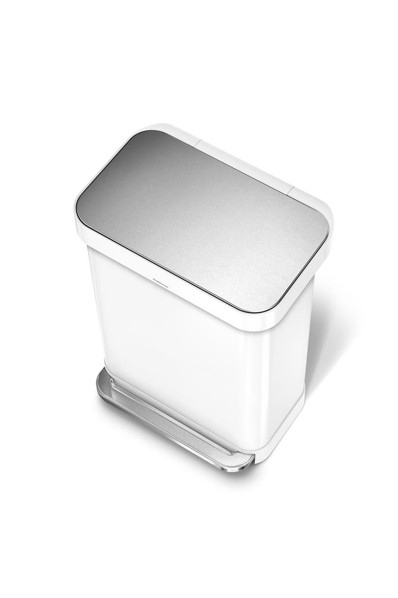 55L rectangular step can with liner pocket, Alternate, color, WHITE