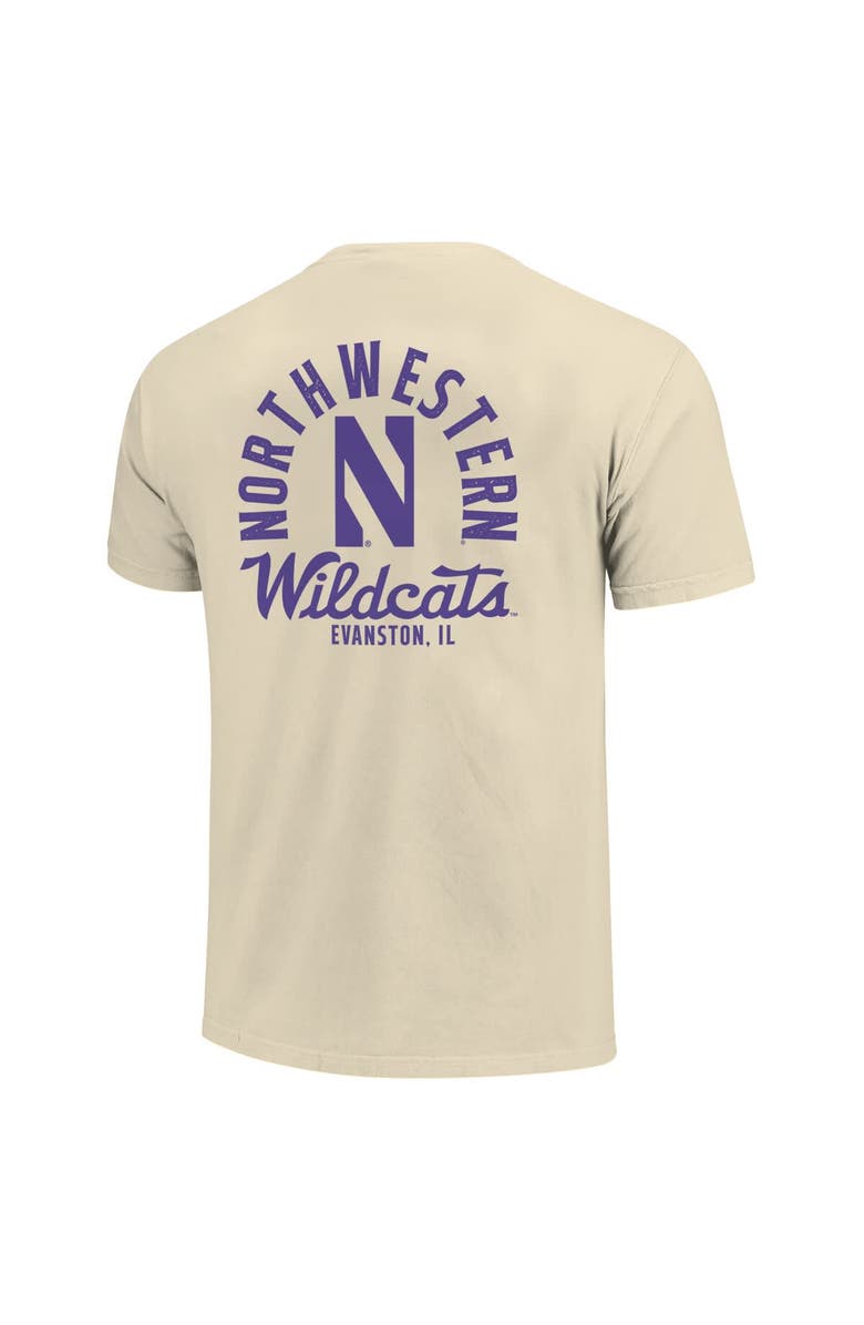 IMAGE ONE Men's Cream Northwestern Wildcats Comfort Colors Mascot Overlay T-Shirt, Alternate, color, 