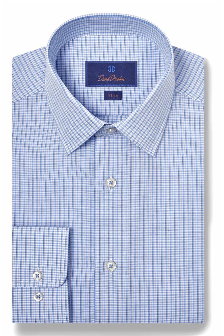 Slim Fit Poplin Check Dress Shirt, Main, color, BLUE/ SKY