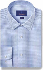 David Donahue Slim Fit Poplin Check Dress Shirt