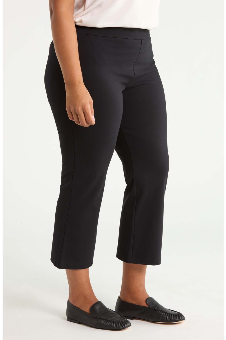 High Waist Ankle Kick Flare Ponte Pants, Alternate, color, BLACK