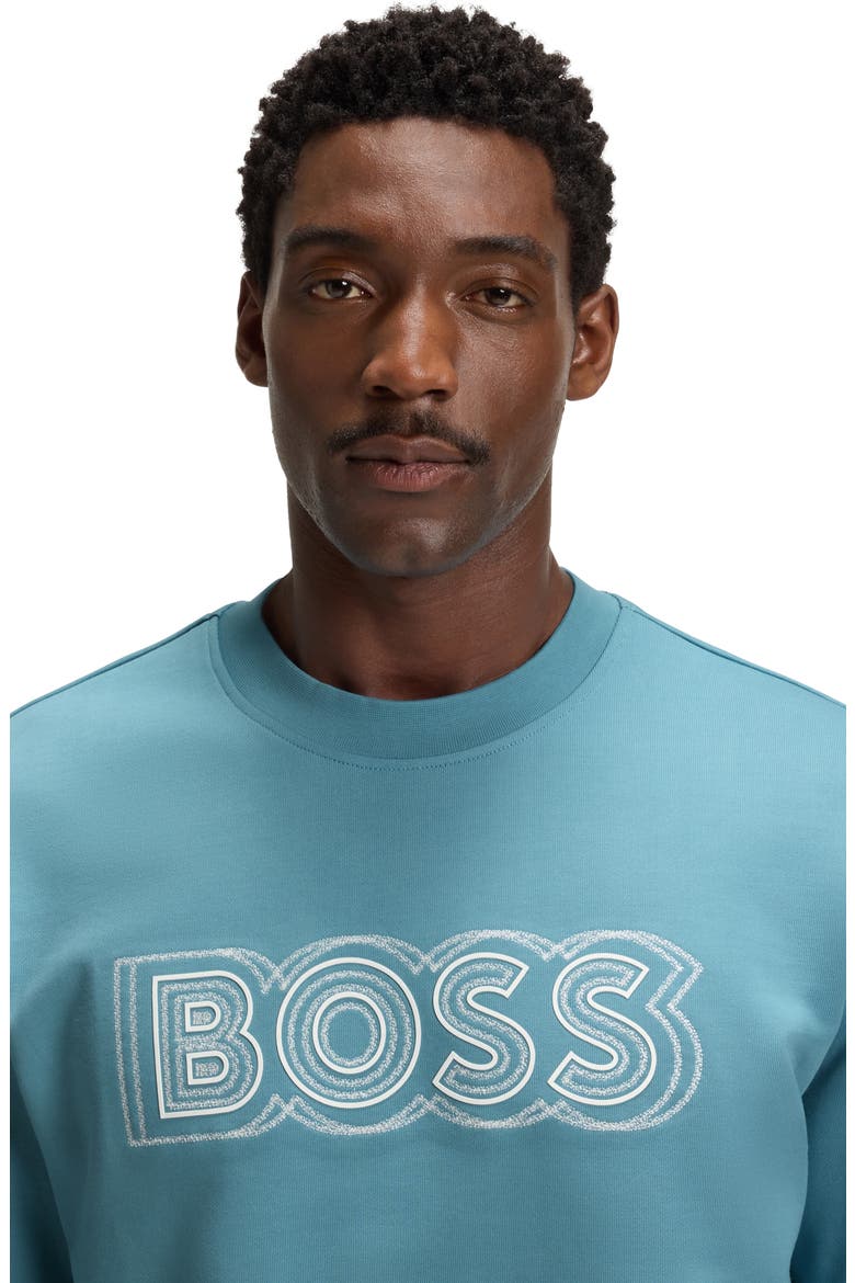 Soleri Logo Cotton Graphic Sweatshirt, Alternate, color, LIGHT / PASTEL BLUE
