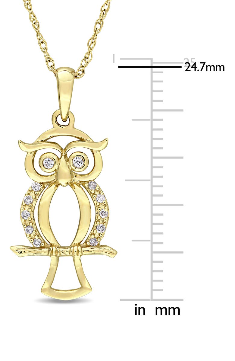 DELMAR Diamond Accent Owl Pendant Necklace - 0.05ct., Alternate, color, Gold