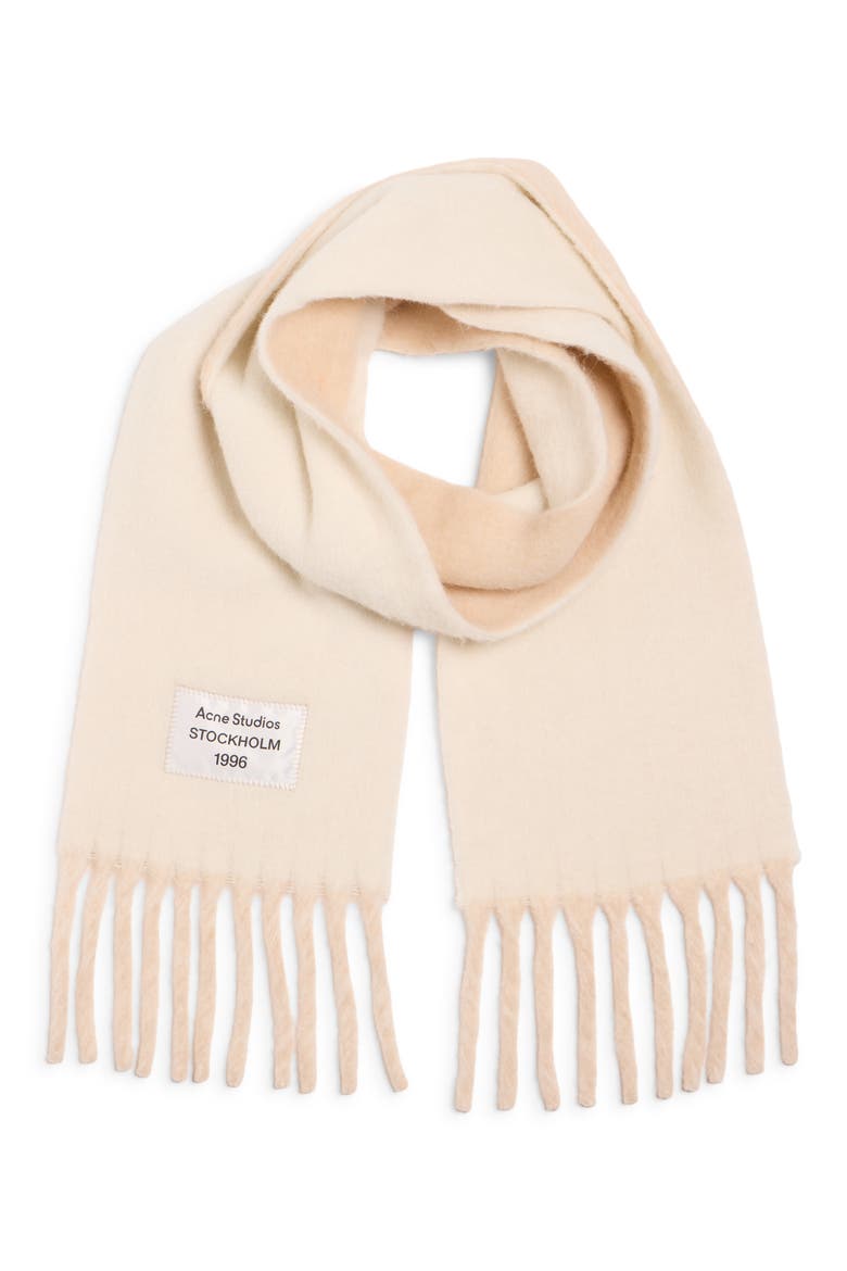 Volly Alpaca & Wool Blend Fringe Scarf, Alternate, color, WHITE/ BEIGE