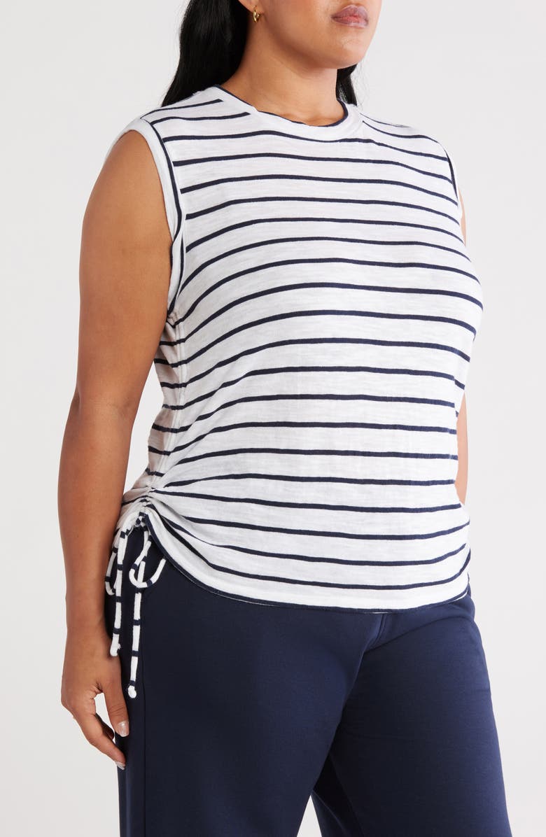 Caslon<sup>®</sup> Cinched Tank, Alternate, color, White- Navy Blazer Jana Stripe