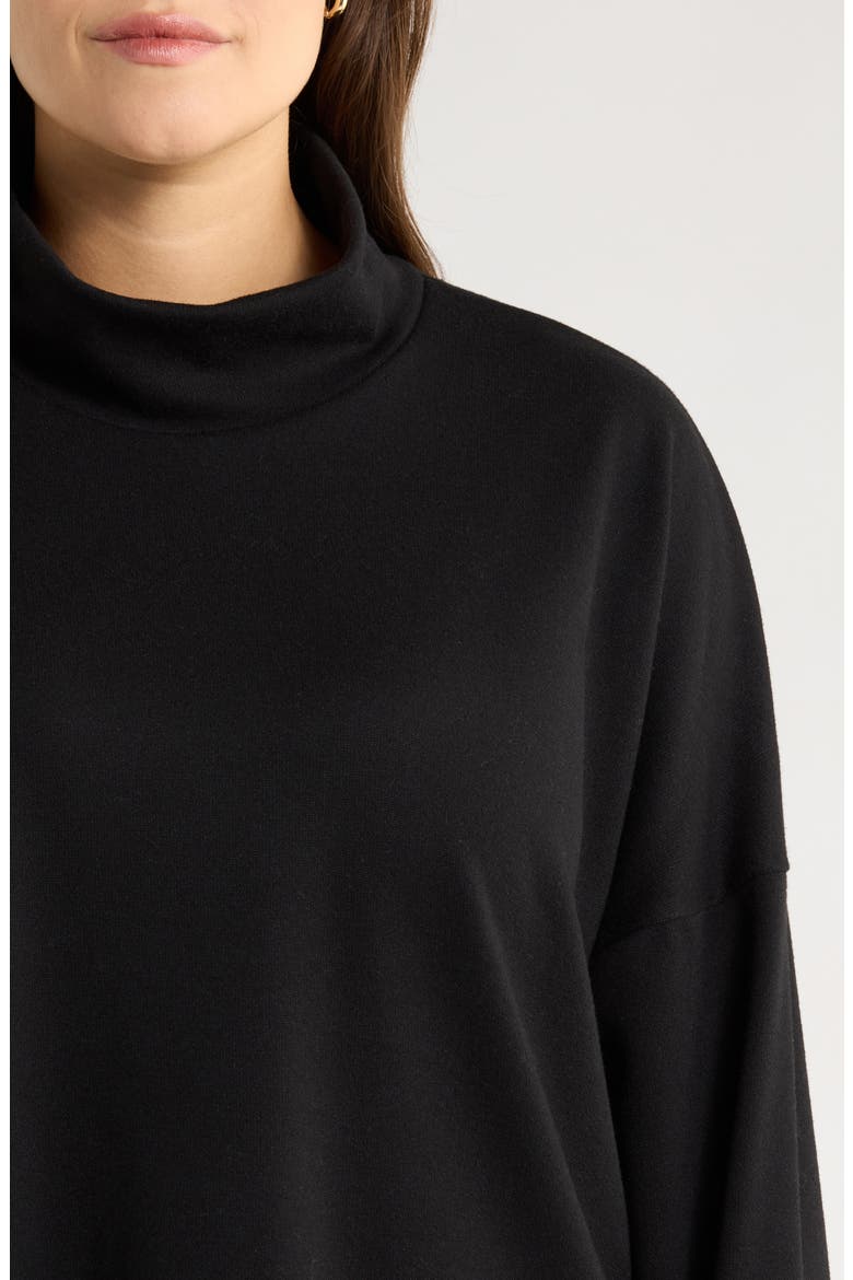 Drop Shoulder Turtleneck Top, Alternate, color, BLACK