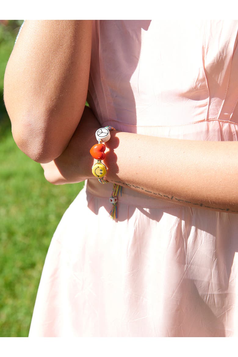 Peace, Love, and Happiness Bracelet, Alternate, color, Rainbow