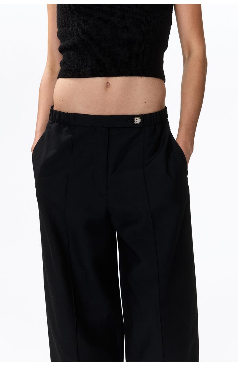 H&M Linen-blend Barrel Trousers, Alternate, color, Black