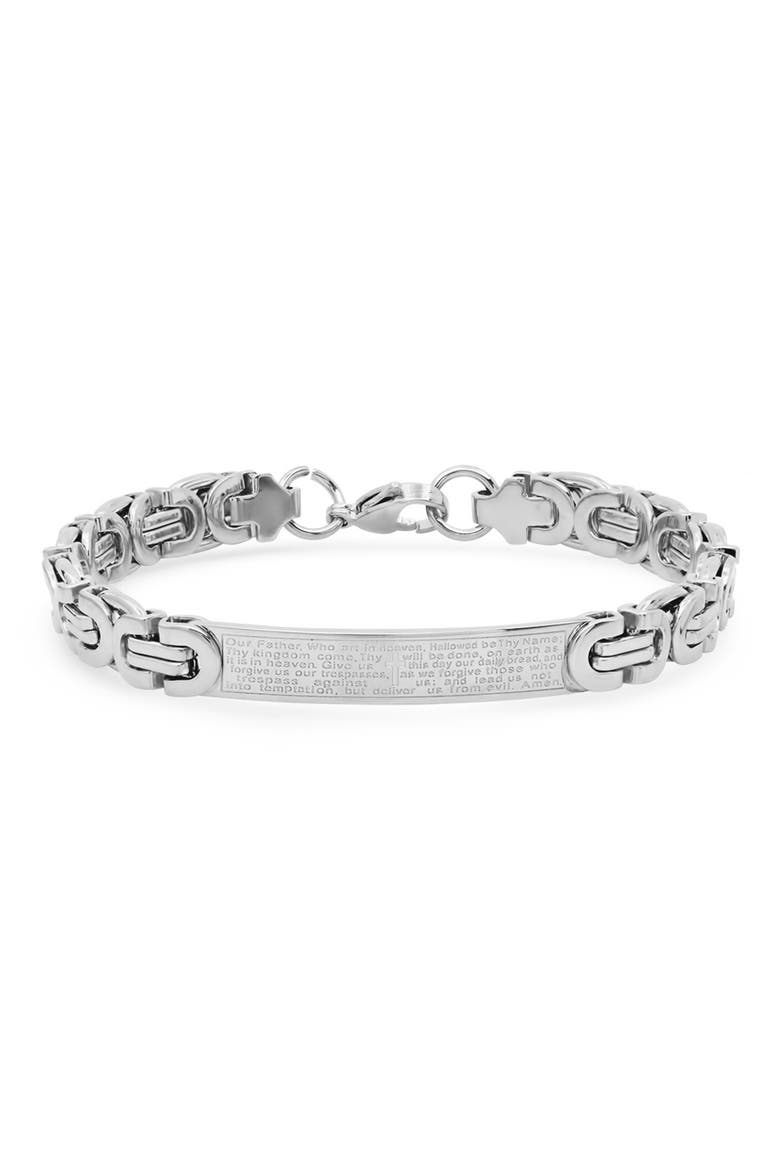 Men's Stainless Steel Lord's Prayer ID Bracelet, Main, color, METALLIC