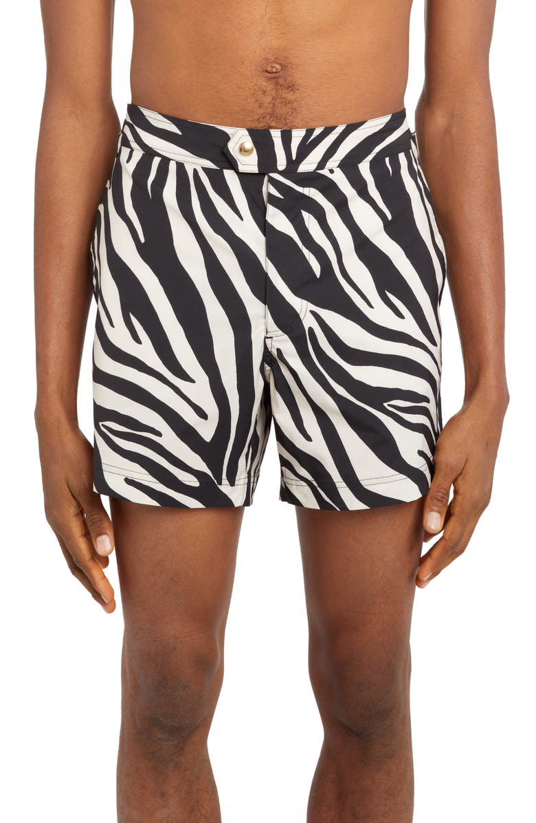 TOM FORD Zebra Print Swim Trunks, Main, color,