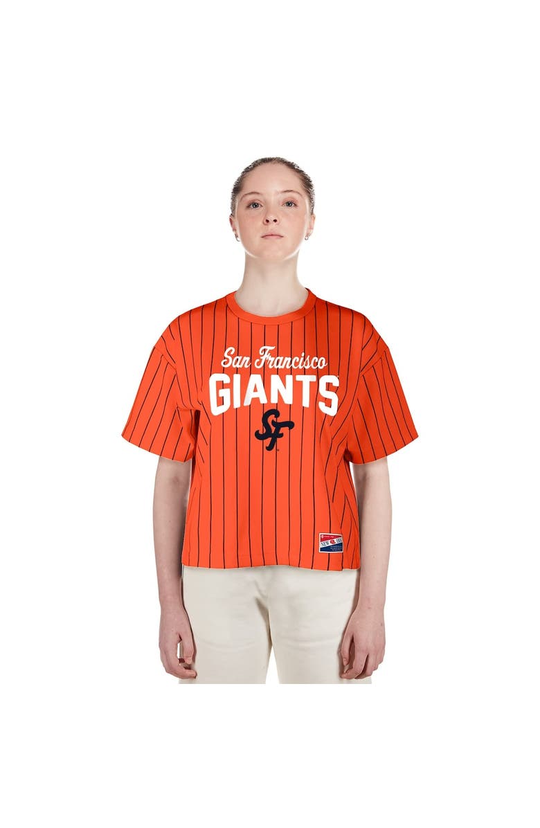 New Era Women's New Era Orange San Francisco Giants 2025 City Connect Boxy Pinstripe T-Shirt, Alternate, color, Orange