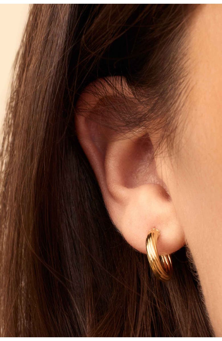 Oradina 18K Yellow Gold With a Twist Mini Hoops, Alternate, color, 