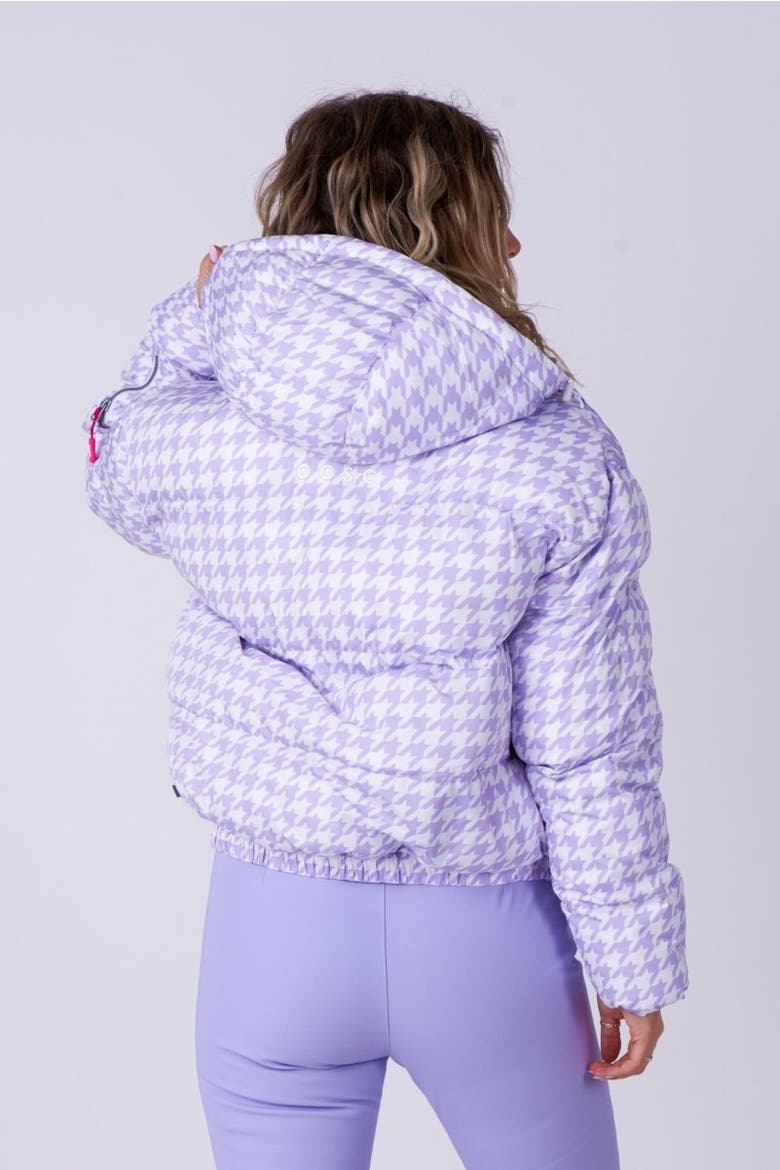 Chic Puffer Jacket - Houndstooth, Alternate, color, Purple