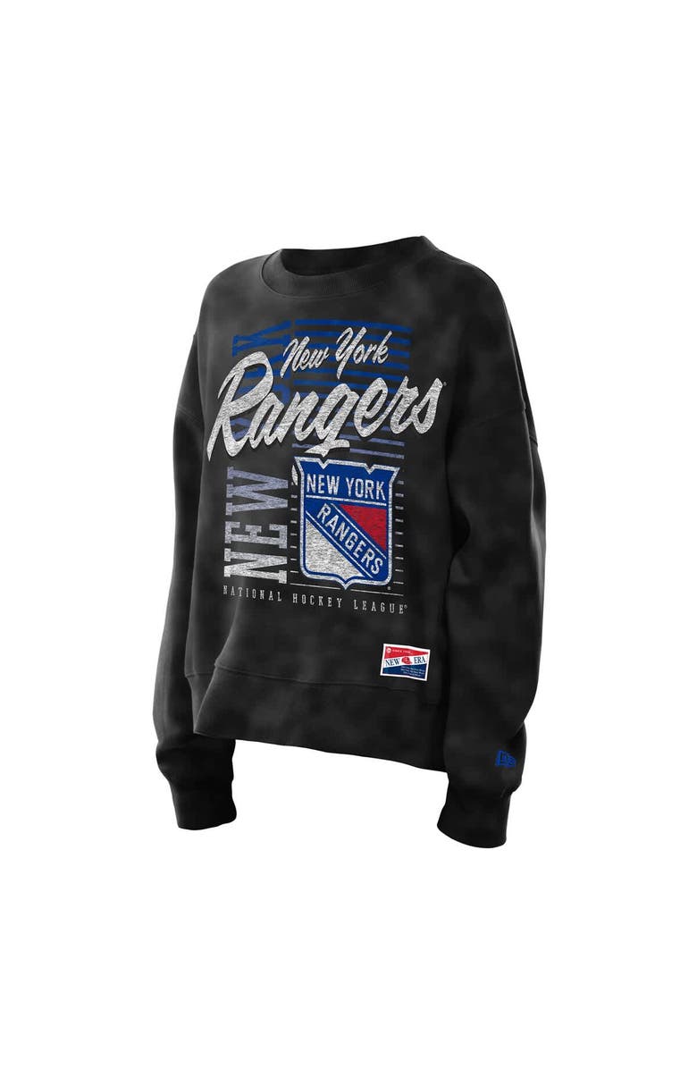 New Era Women's New Era Black New York Rangers Oversized Throwback Mineral Wash Sweatshirt, Alternate, color, 