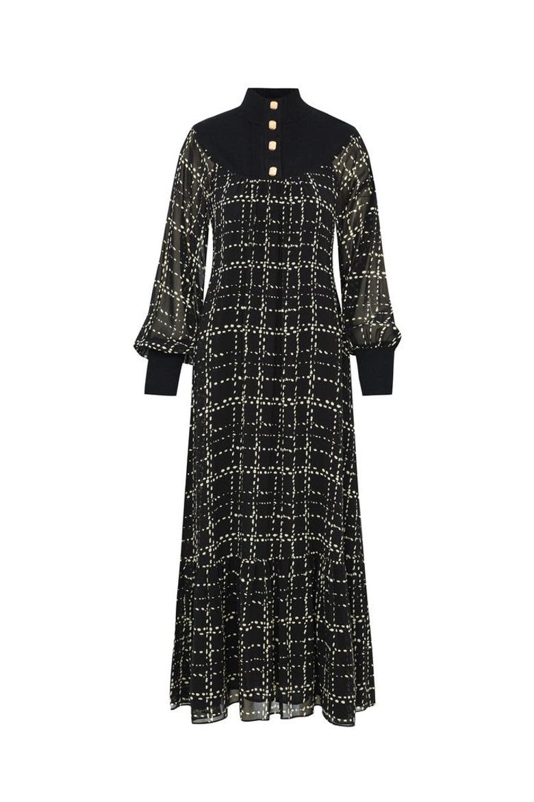 Aina Maxi Dress, Alternate, color, CREAM-BLACK