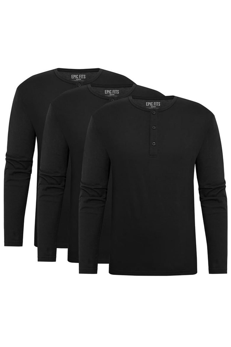 Long Sleeve Henley 3 Pack, Alternate, color, Black