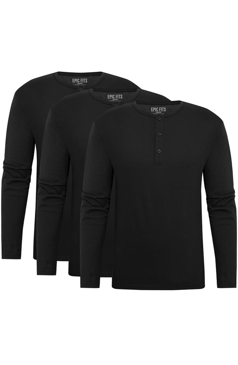 EPIC FITS Long Sleeve Henley 3 Pack, Alternate, color, Black