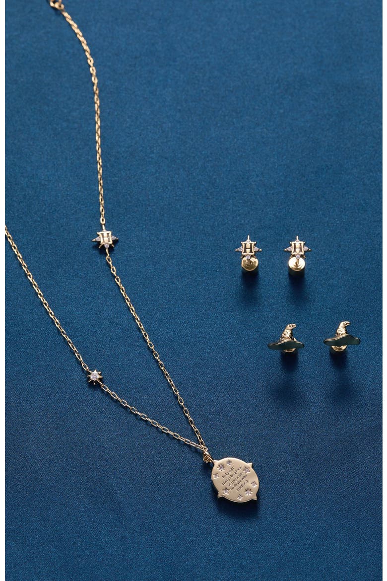 Harry Potter Hogwarts & Sorting Hat Earring set of 2, Alternate, color, Gold