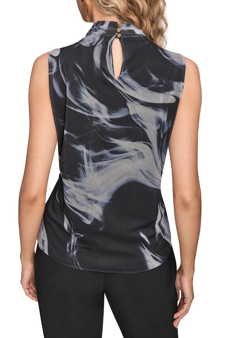 Mock Neck Chiffon Sleeveless Top, Alternate, color, BLACK/ VAPOR MULTI