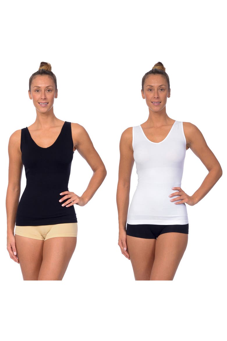 Reversible Shaping Camisole - Pack of 2, Alternate, color, BLACK/WHITE