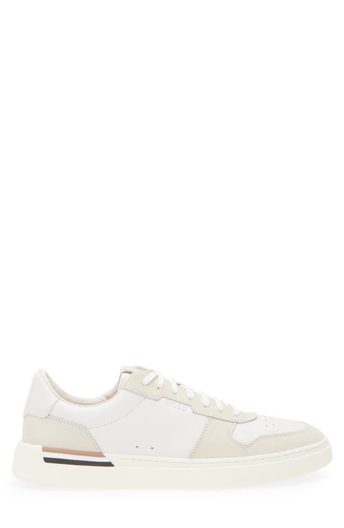 Hugo Boss Clint Mens Cupsole Lace-up Trainers In Leather And Suede C In White