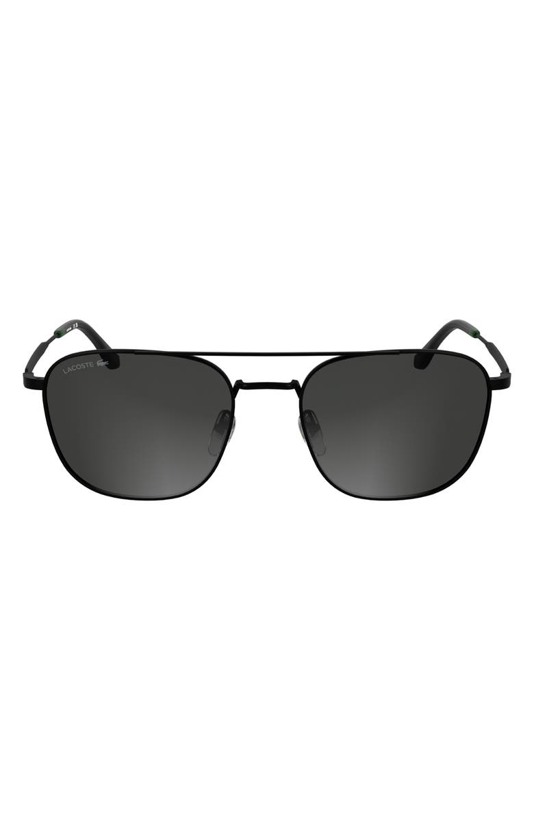 Lacoste Monogram 55mm Navigator Sunglasses, Main, color, Matte Black