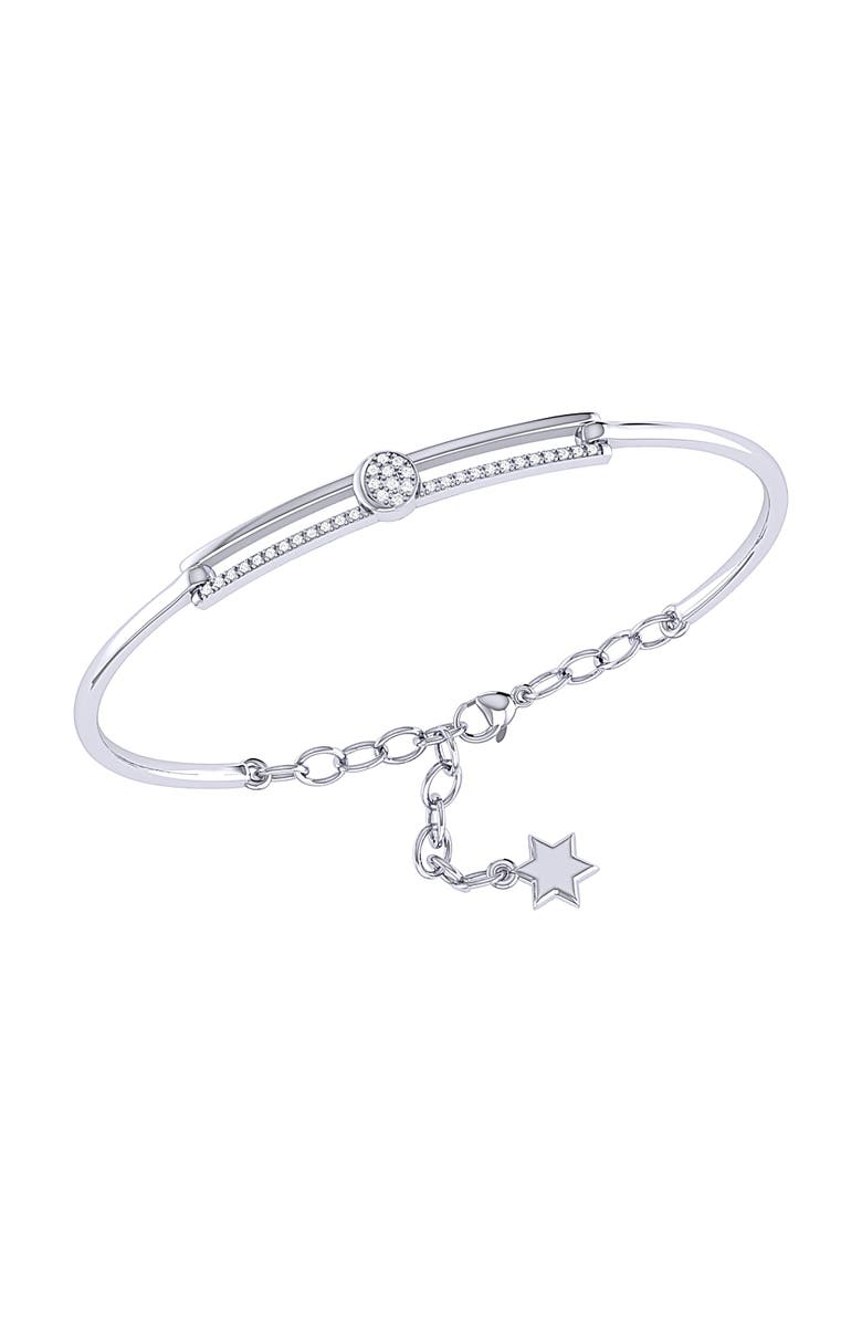 LuvMyJewelry Moonlit Phases Sterling Silver Diamond Bangle, Main, color, Silver
