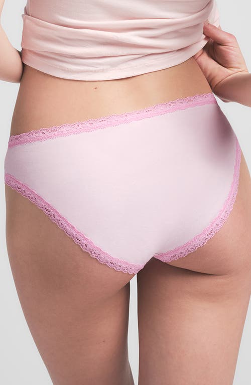 Skims Lightweight Cotton Lace Trim Briefs In Cherry Blossom Tonal