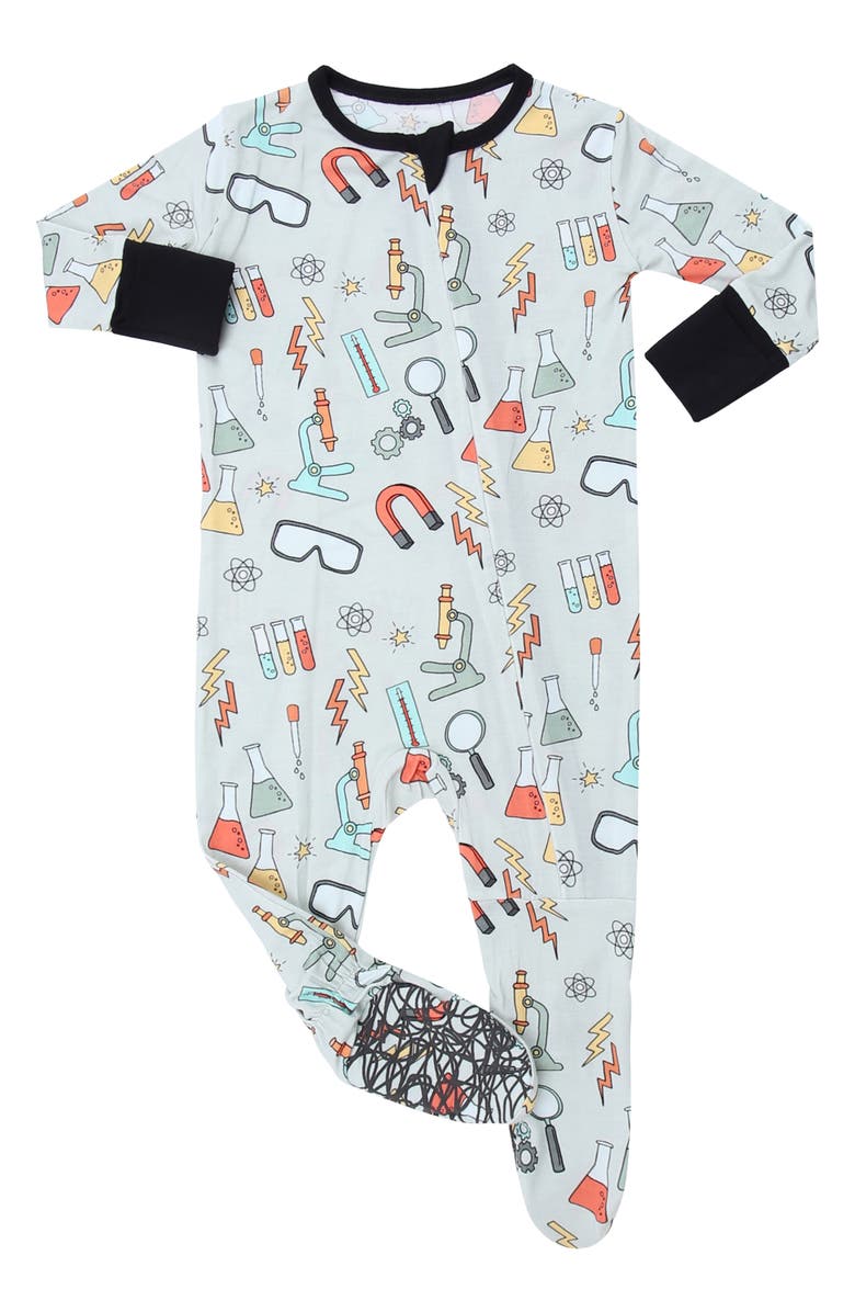 Peregrine Kidswear Science Lab Fitted One Piece Footed Pajamas, Main, color, 