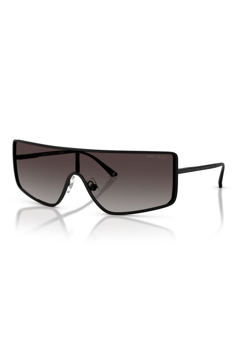 140mm Gradient Rectangular Shield Sunglasses, Alternate, color, MATTE BLACK / GREY GRADIENT