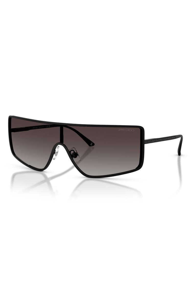 Jimmy Choo 140mm Gradient Rectangular Shield Sunglasses, Alternate, color, Matte Black / Grey Gradient
