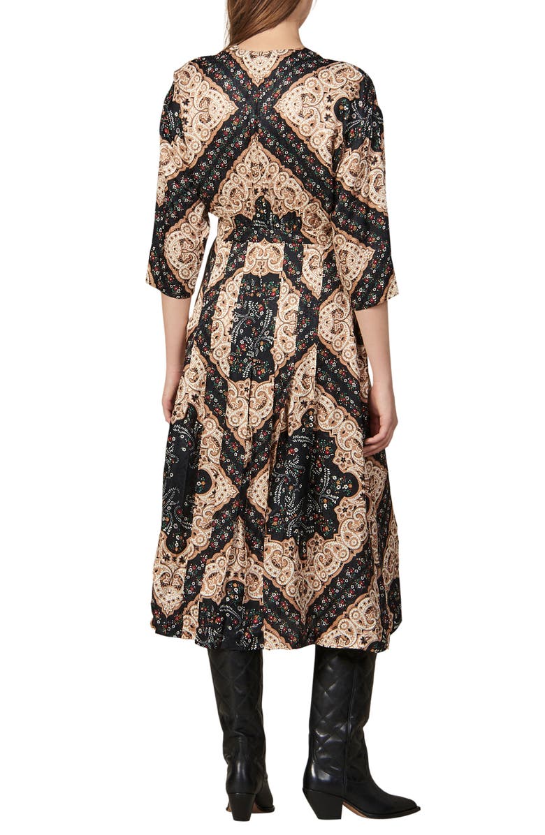SANDRO Steva Mix Print Midi Dress, Alternate, color, 