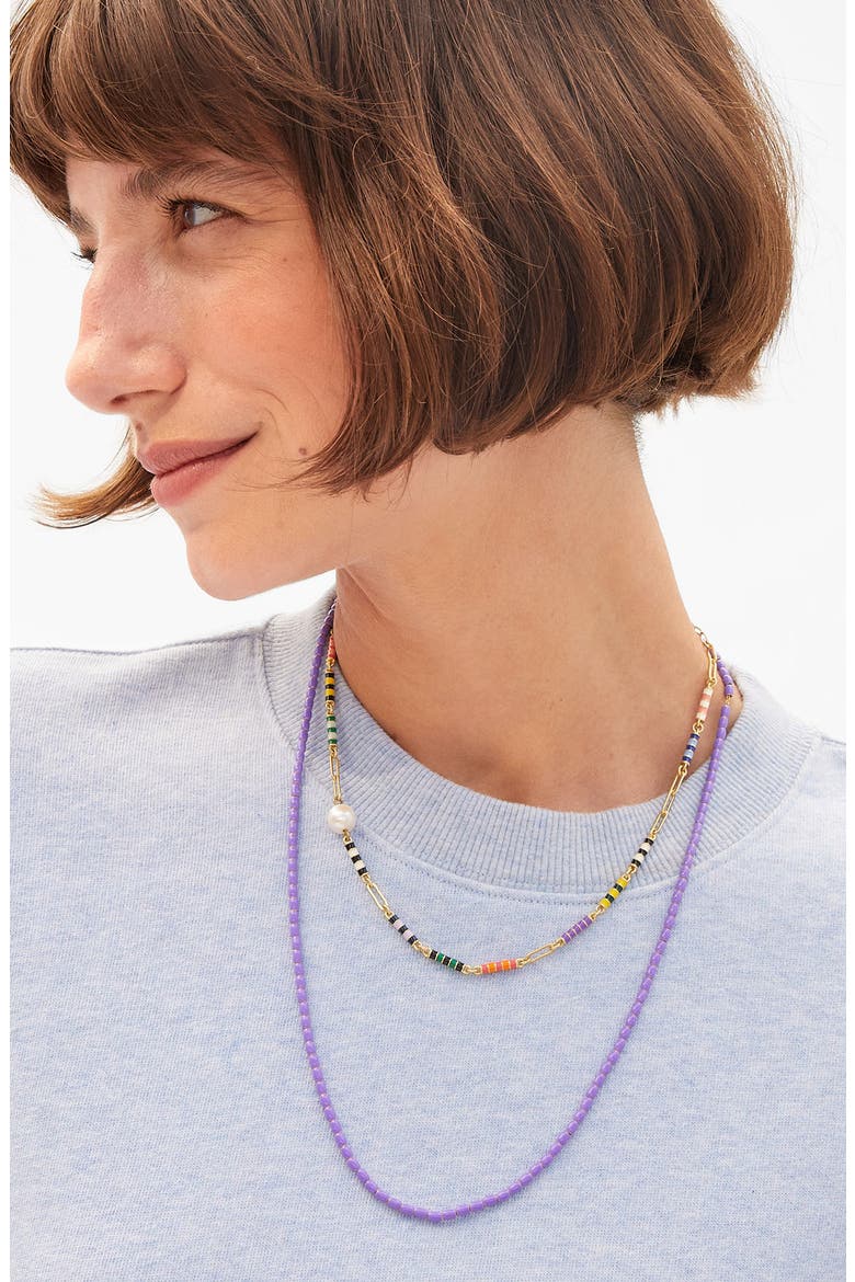 Enamel Barrel Chain Necklace, Alternate, color, JACARANDA