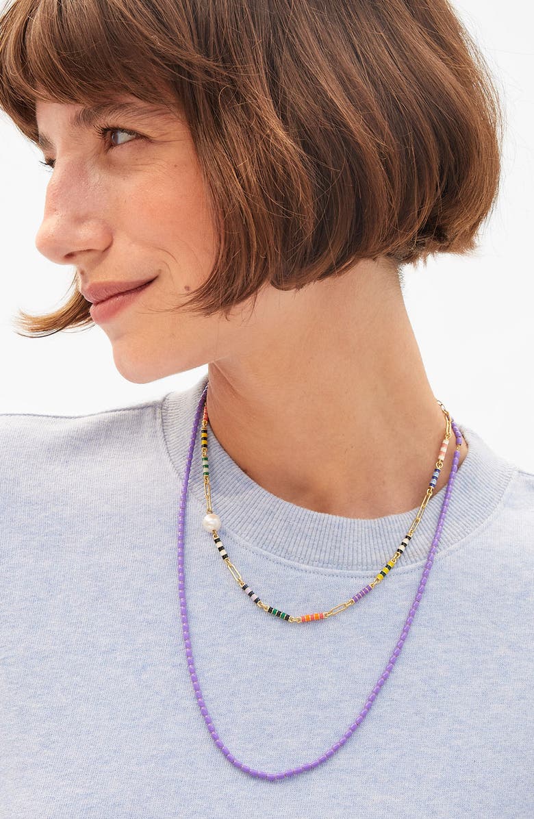 Clare V. Enamel Barrel Chain Necklace, Alternate, color, Jacaranda