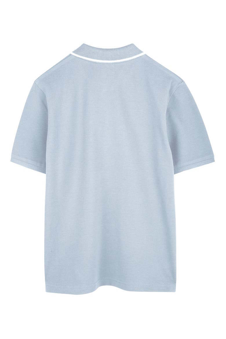 Kids' Tipped Stretch Cotton Piqué Polo, Alternate, color, PALE BLUE