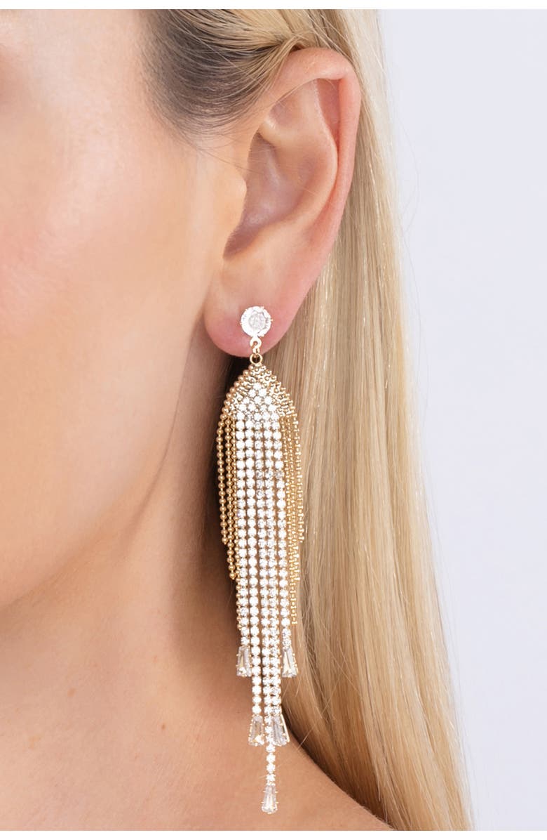 EYE CANDY LOS ANGELES Celeste CZ Chain Fringe Drop Earrings, Alternate, color, Gold