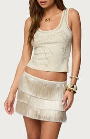 EDIKTED Taliah Beaded Scoop Neck Tank