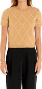 Endless Rose Diamond Pattern Short Sleeve Sweater