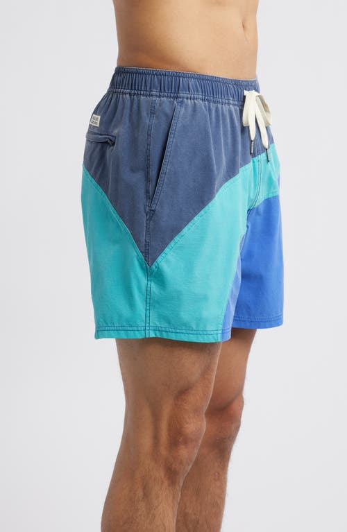 Fair Harbor The Bungalow Water Repellent Swim Trunks In Blue Currents