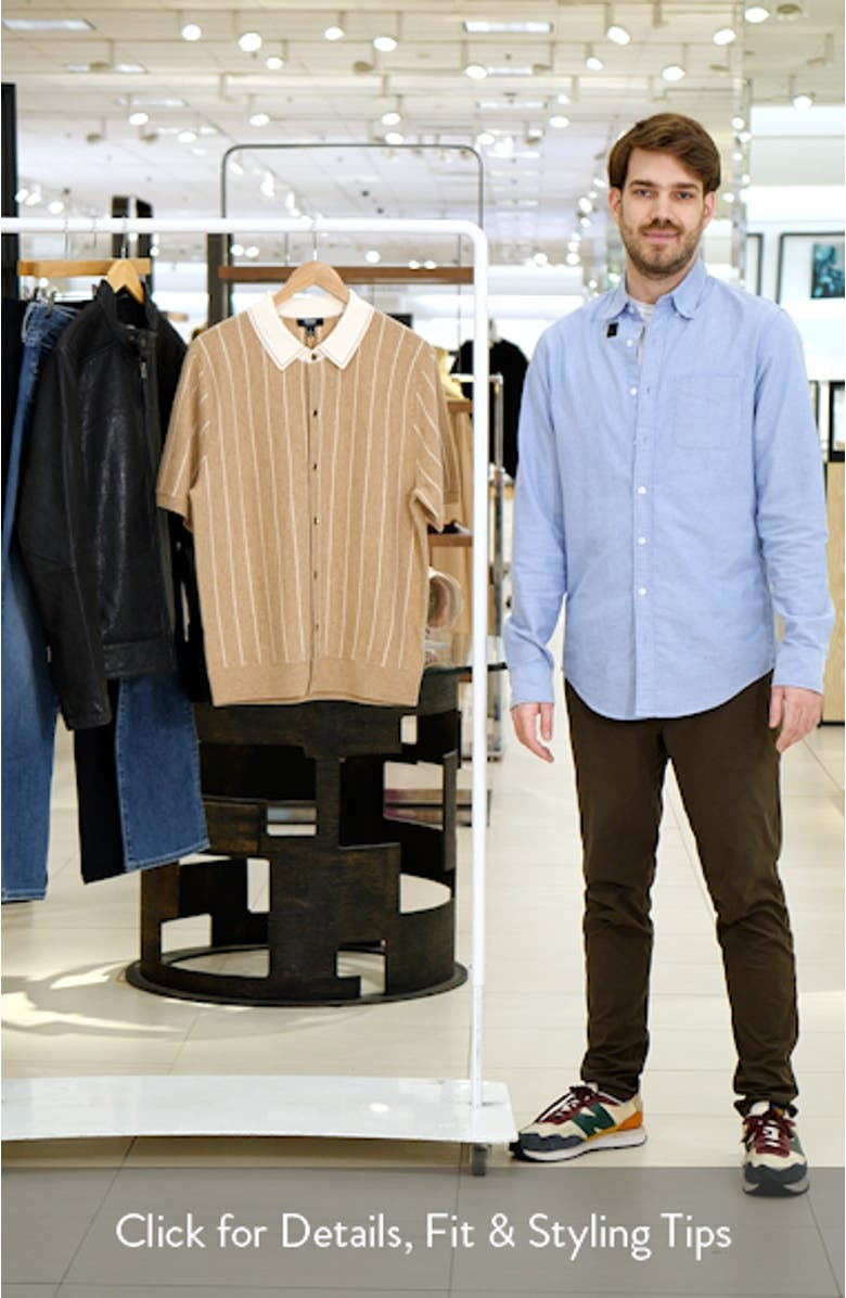 Worthy Stripe Short Sleeve Wool Button-Up Shirt, sales video thumbnail